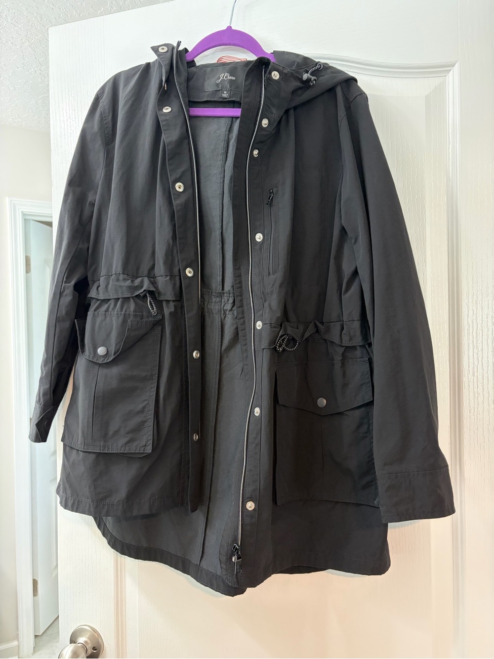 J. Crew Black Hooded Utility Anorak Jacket